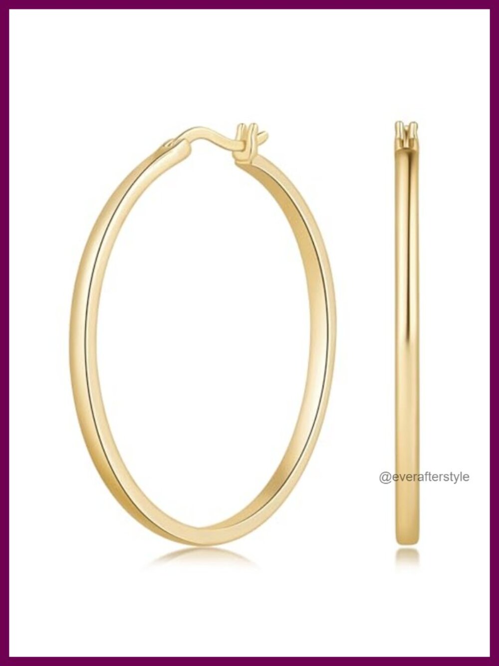 14K Gold Plated Hoop Earrings for Women Hypoallergenic Latch Back 20 25 30 40mm